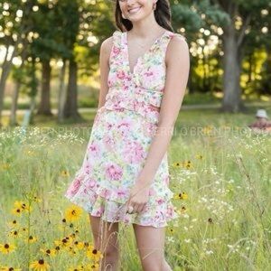 Floral Ruffle Dress with cut outs- size large